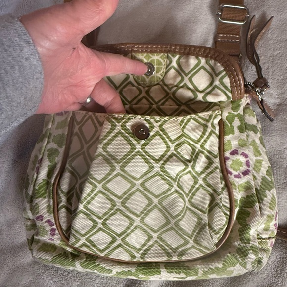 Fossil Green Geometric Margot Canvas Adjustable Crossbody Purse Shoulder Bag - Picture 9 of 11